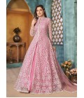 Pink Net Sequins Wedding Salwar Kameez