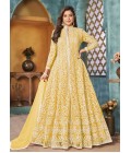 Yellow Net Embroidered Wedding Salwar Kameez