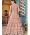 Peach Net Sequins Wedding Salwar Kameez