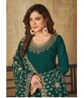 Teal Faux Georgette Stone Work Wedding Salwar Kameez