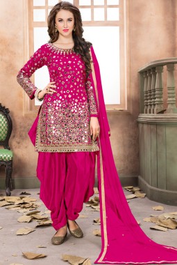 Red Tafeta Silk Embroidered Wedding Salwar Kameez