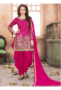 Red Tafeta Silk Embroidered Wedding Salwar Kameez