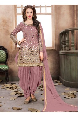 Pink Tafeta Silk Embroidered Wedding Salwar Kameez
