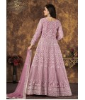 Pink Net Embroidered Wedding Salwar Kameez