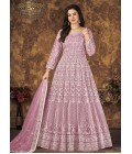 Pink Net Embroidered Wedding Salwar Kameez