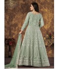 Sea Green Net Embroidered Wedding Salwar Kameez