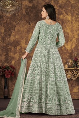 Sea Green Net Embroidered Wedding Salwar Kameez