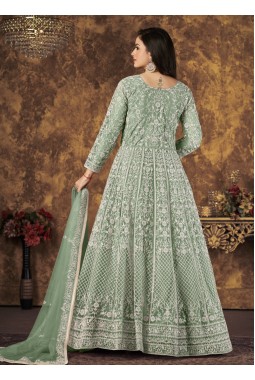 Sea Green Net Embroidered Wedding Salwar Kameez