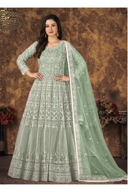 Sea Green Net Embroidered Wedding Salwar Kameez