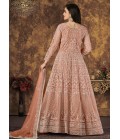 Peach Net Embroidered Wedding Salwar Kameez