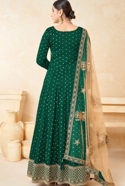 Green Tafeta Silk Embroidered Wedding Salwar Kameez