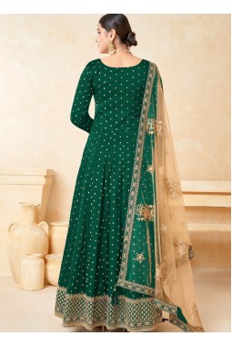 Green Tafeta Silk Embroidered Wedding Salwar Kameez