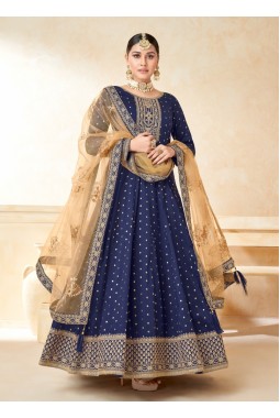 Royal Blue Tafeta Silk Zari Work Wedding Salwar Kameez