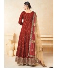 Orange Tafeta Butti Embroidered Wedding Salwar Kameez