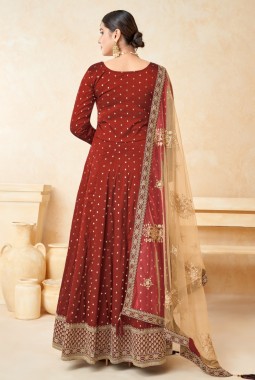Orange Tafeta Butti Embroidered Wedding Salwar Kameez