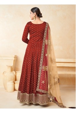 Orange Tafeta Butti Embroidered Wedding Salwar Kameez