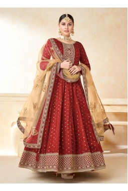 Orange Tafeta Butti Embroidered Wedding Salwar Kameez