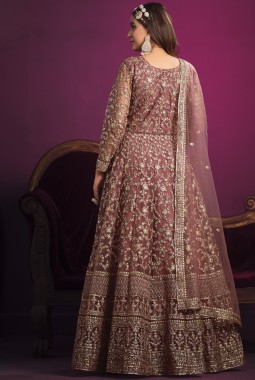 Pink Net Zari Embroidered Wedding Salwar Kameez
