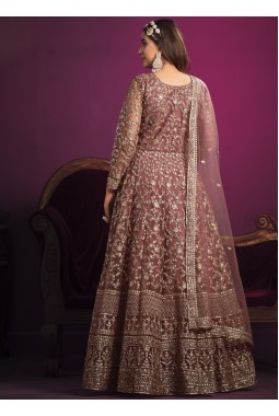 Pink Net Zari Embroidered Wedding Salwar Kameez