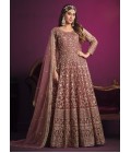 Pink Net Zari Embroidered Wedding Salwar Kameez