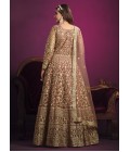 Peach Net Embroidered Wedding Salwar Kameez