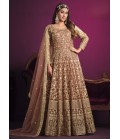 Peach Net Embroidered Wedding Salwar Kameez