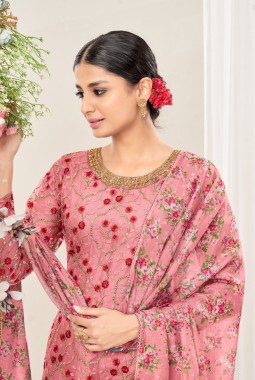 Peach Net Stone Embroidered Festival Wear Salwar Kameez
