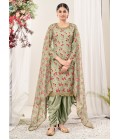 Pista Green Net Sequins Embroidered Festival Wear Salwar Kameez