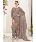 Grey Net Embroidered Festival Wear Salwar Kameez