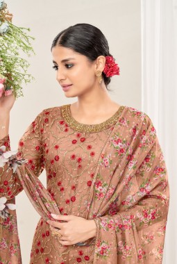 Beige Net Stone Embroidered Festival Wear Salwar Kameez