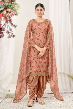 Beige Net Stone Embroidered Festival Wear Salwar Kameez