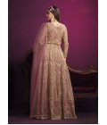 Pink Net Zari Embroidered Wedding Salwar Kameez 