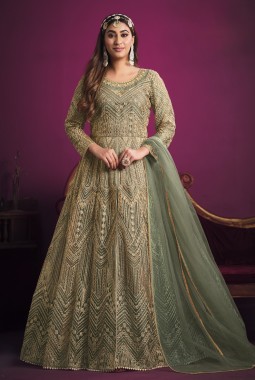 Sea Green Net Embroidered Wedding Salwar Kameez