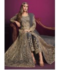 Grey Net Zari Embroidered Wedding Salwar Kameez