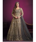 Grey Net Zari Embroidered Wedding Salwar Kameez