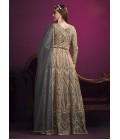 Grey Net Zari Embroidered Wedding Salwar Kameez