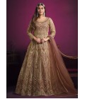 Peach Net Embroidered Wedding Salwar Kameez