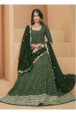 Green Faux Georgette Sequins Wedding Salwar Kameez