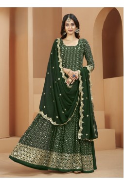 Green Faux Georgette Sequins Wedding Salwar Kameez