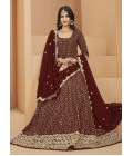 Brown Faux Georgette Sequins Wedding Salwar Kameez