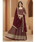 Brown Faux Georgette Sequins Wedding Salwar Kameez