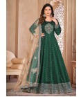 Teal Tafeta Silk Moti Work Wedding Salwar Kameez