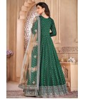 Teal Tafeta Silk Moti Work Wedding Salwar Kameez