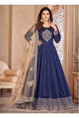 Royal Blue Tafeta Silk Stone Work Wedding Salwar Kameez
