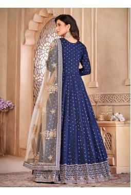 Royal Blue Tafeta Silk Stone Work Wedding Salwar Kameez