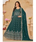 Teal Faux Georgette Sequins Wedding Salwar Kameez