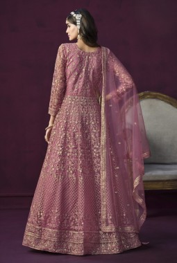 Pink Net Sequins Wedding Salwar Kameez