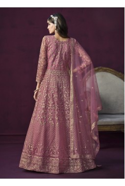 Pink Net Sequins Wedding Salwar Kameez