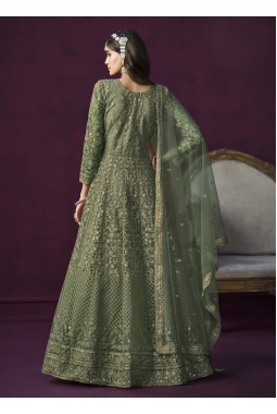 Green Net Sequins Embroidered Wedding Salwar Kameez