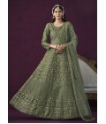 Green Net Sequins Embroidered Wedding Salwar Kameez